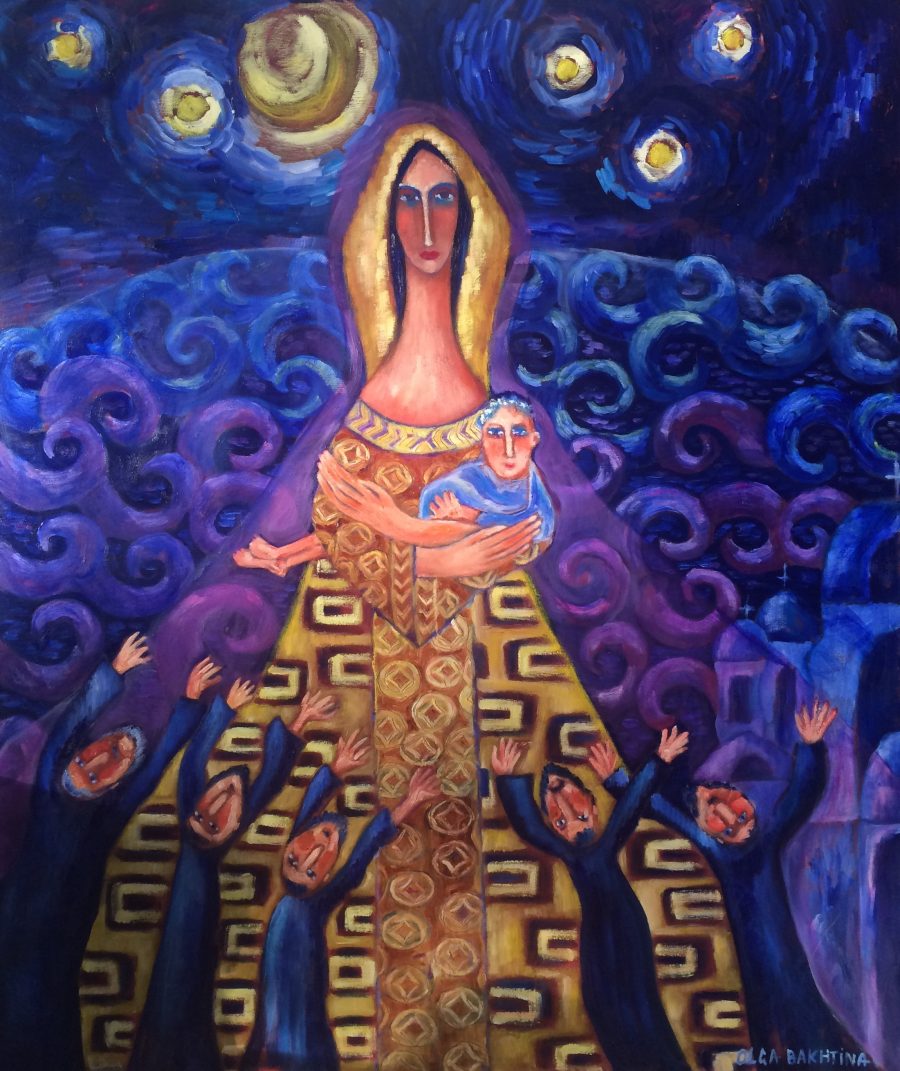 Madonna and child crossing the sea painting | by Olga Bakhtina
