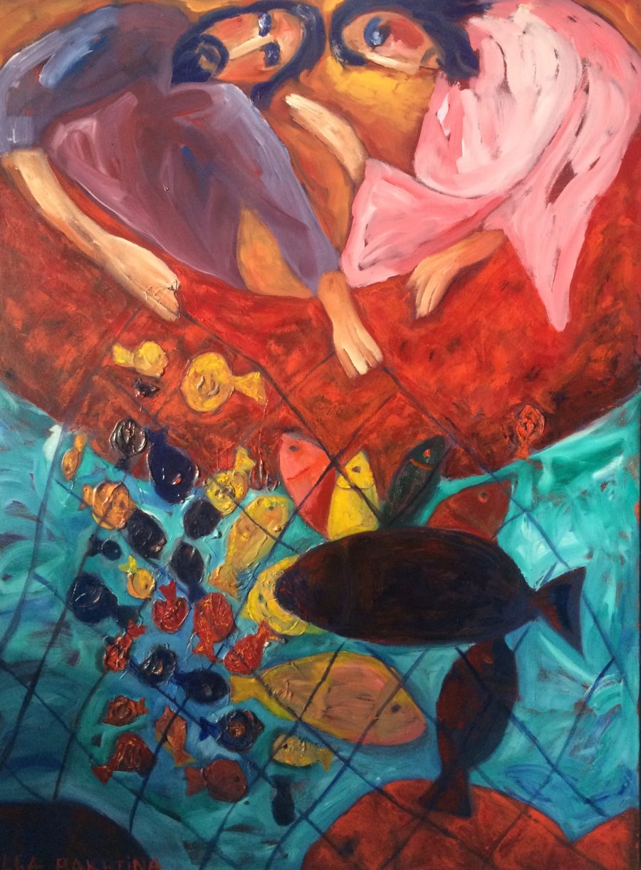 Jesus and Peter fishing painting | by Olga Bakhtina