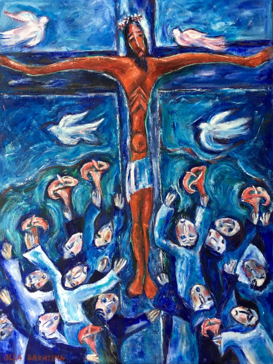 Blue Prayer painting | by Olga Bakhtina